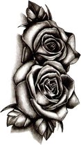 Tattoo double rose - plaktattoo - tijdelijke tattoo - 10.5 cm x 6 cm (L x B)
