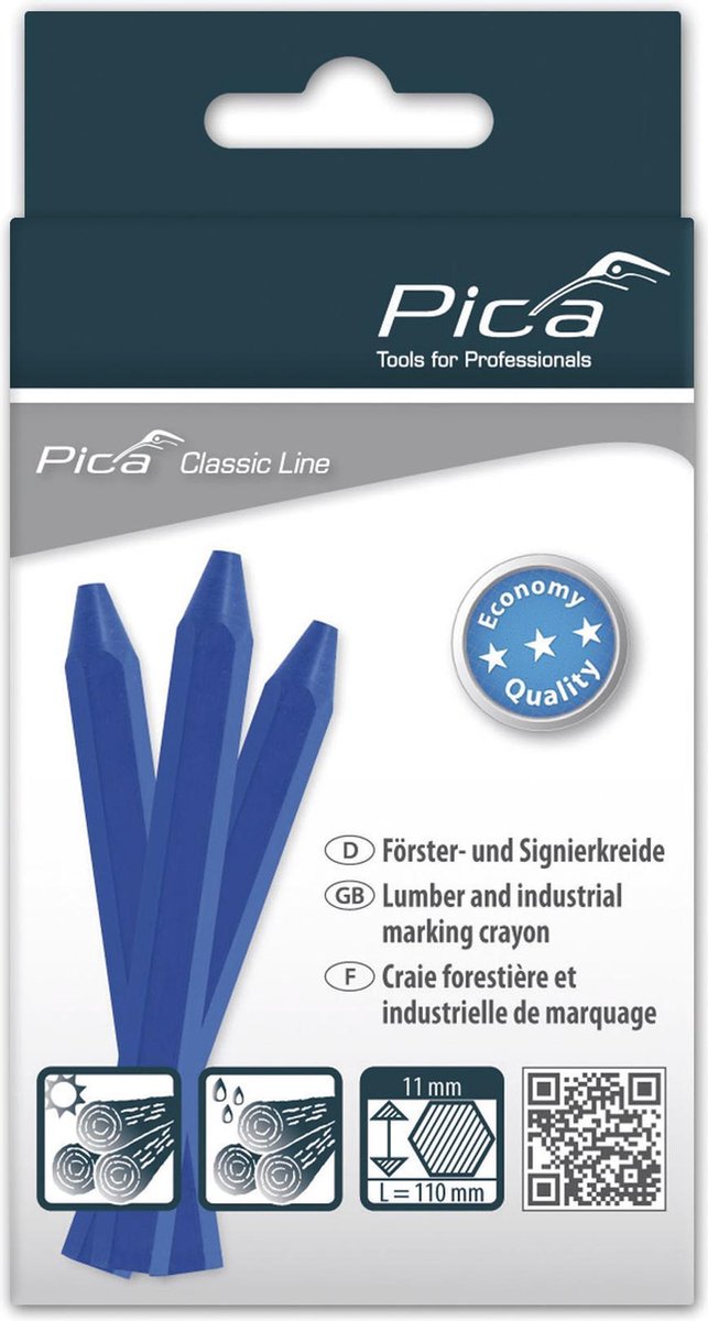 Pica 591/41 Markeerkrijt Eco - 11x110mm - 12 stuks - Blauw