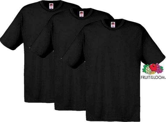 T- Shirts en coton Blanco Fruit Of The Loom Paquet de 3 pièces Zwart Grand