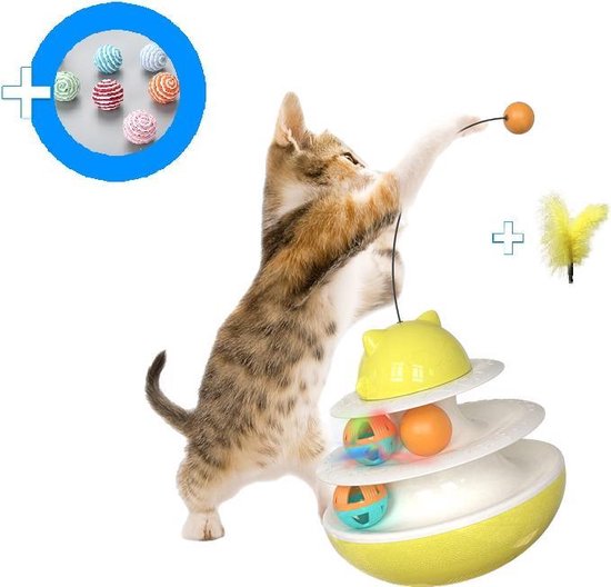trompet chrysant Klein Kattenspeeltjes Intelligentie Kattenspeelgoed Katten Kat Cat Toy Kitten –  Geel Tuimel... | bol.com