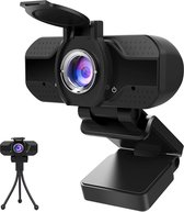 Wetrust - Webcam - 1080P-webcam met microfoon en gegevensbescherming, 1080P HD USB-webcamera met statief, streamingwebcam voor live streaming, videogesprekken, online onderwijs, conferentie, 