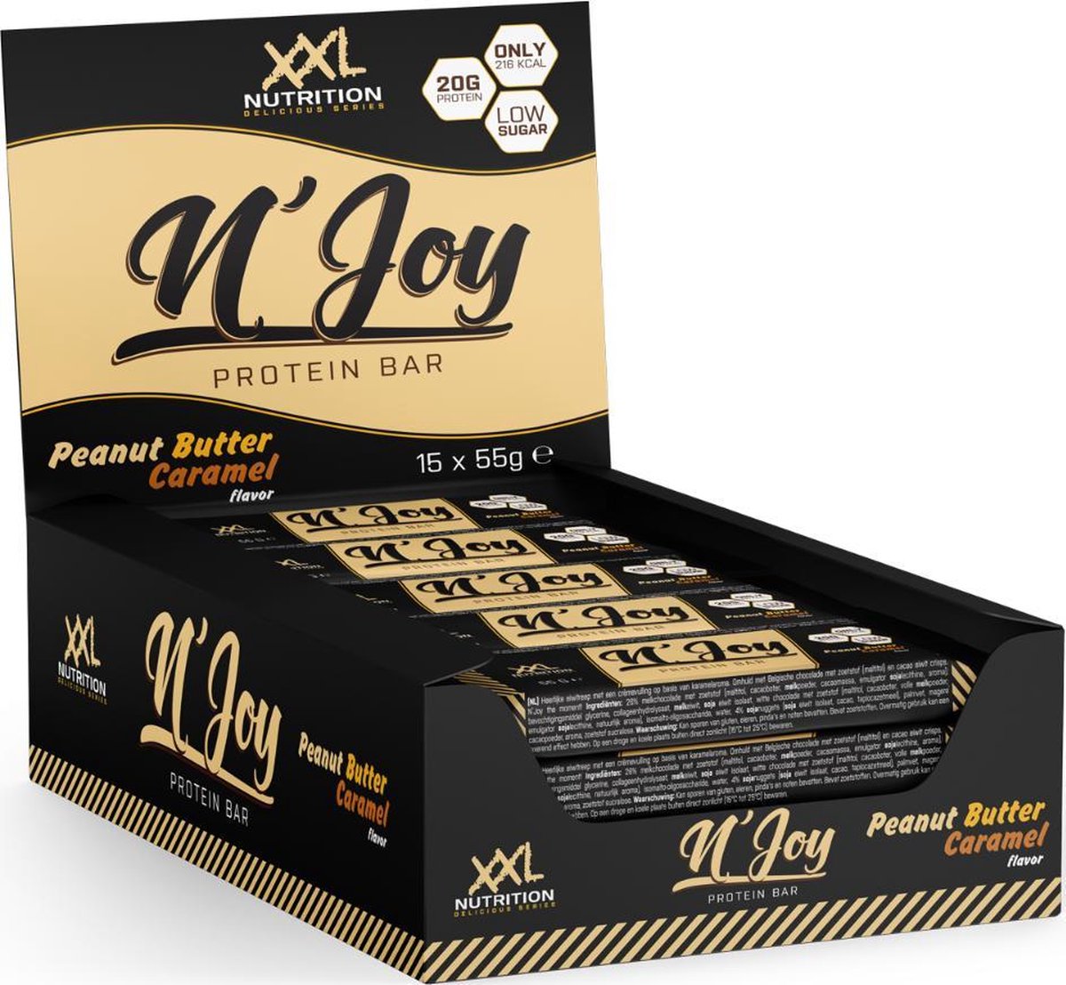 Goedkoopste XXL Nutrition - N'Joy Protein Bar - 20 Gram Eiwit - Eiwitrepen & -snacks, Proteine Repen - Smeuďge Eiwit Reep én Hoog in Eiwit - Diverse Smaken - Peanut Butter & Caramel - 15 Pack