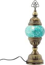 Turkse Lamp - Mozaïek Lamp - Tafellamp - Marokkaanse Lamp - Oosterse Lamp - Recht model - Ø 10 cm - Hoogte 30 cm - Authentiek - Handmade - Kleurrijk -