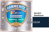 Hammerite Metaallak Lak- 2 in 1 ( primer en eindlaag) - metaal - RAL 5011 - Staalblauw - 1 l zijdeglans
