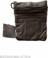 Schoudertas - Vakantietas - Documententasje - Nektasje - Reisportemonnee - Unisex - Leer - Zwart