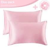 Satijnen Kussensloop - Satin Pillowcase - Huidverzorging - Haarverzorging - Satijn - Curly Girl Producten - Krullend Haar Vrouw - Roze - 60 x 70 – 2 Stuks