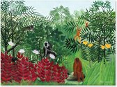 Graphic Message - Tuin Schilderij op Outdoor Canvas - Tropisch Bos met Apen - Rousseau - Buiten