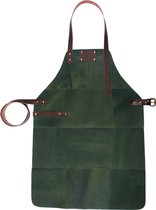 Leren Schort BBQ – Army Green – Luxe Barbecueschort Leer - 81x56cm – Man