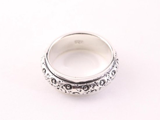 Bague porte-bonheur en argent lourd avec gravure fantaisie - taille 22