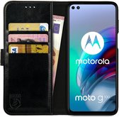 Rosso Element Book Case Wallet Hoesje Geschikt voor Motorola Moto G100 | Portemonnee | 3 Pasjes | Magneetsluiting | Stand Functie | Zwart