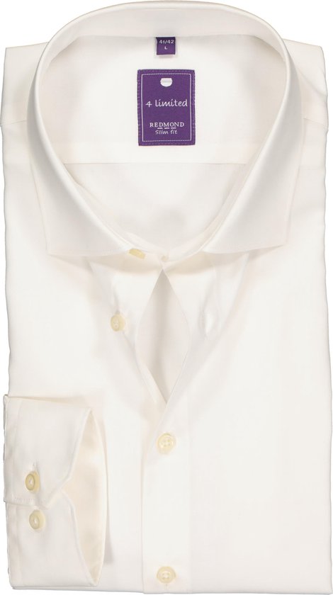 Redmond slim fit overhemd - beige - Strijkvriendelijk - Boordmaat: 45/46