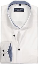 CASA MODA modern fit overhemd - wit (blauw contrast) - Strijkvriendelijk - Boordmaat: 45