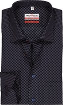 MARVELIS modern fit overhemd - donkerblauw met rood en wit gestipt - Strijkvrij - Boordmaat: 44