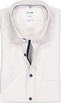 OLYMP Tendenz modern fit overhemd - korte mouw - wit structuur (contrast) - Strijkvriendelijk - Boordmaat: 41