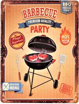 2D Metalen wandbord "Barbecue Party, premium quality" 33x25cm