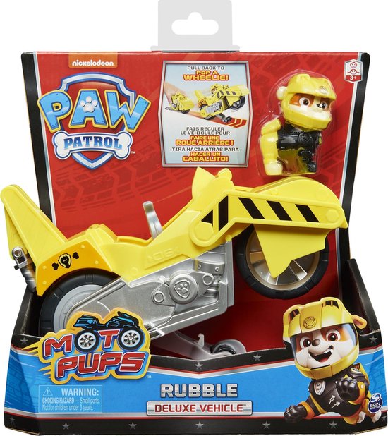 PAW Patrol Moto Pups - Rubble - Terugtrekmotor - Speelgoedauto