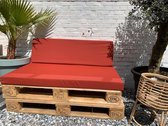 set palletkussens, matras 120 x 80 cm met  strak schuin rugkussen Agora Verkrijgbaar in vele kleuren Waterbestendig | kleurstendig | schimmelwerend| vlekwerend / Sierkussens buiten tuin loungekussen / tuinmeubel kussen / weerbestendig tuinkussen