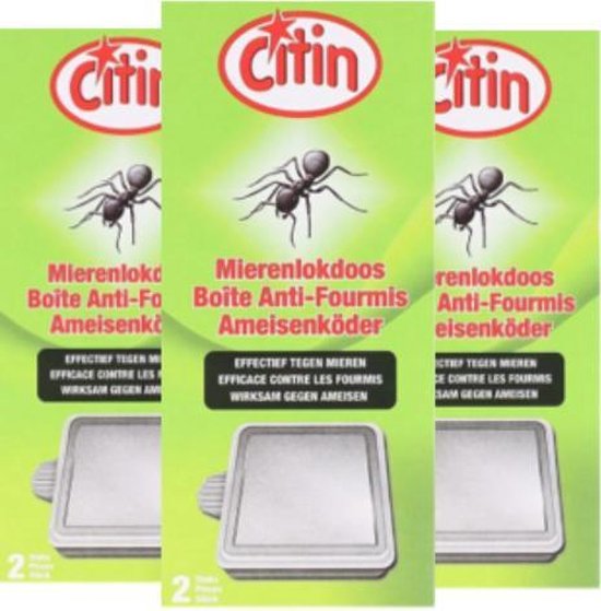 3x Mierenlokdoos - 6 Stuks - CITIN - Voor binnen en buiten - Insectenval - Mierenlokloos - Mieren - Lokdoos - Ongediertebestrijding - Mierenval - mieren bestrijden - mieren gif - draaigat - Veilig voor kinderen en dieren.