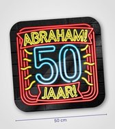 Abraham Deurbord 50 Jaar Neon 50cm