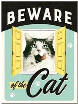 Beware of the Cat. Koelkastmagneet 8 cm x 6 cm.