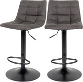 Maison’s Barkrukken – Barstoelen – Krukken – Stoelen – Zwart/Grijs – Set van 2 – 43x42x87-107,5