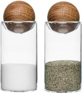 Sagaform - Nature - Peper- en Zoutstelletje, glas, met massief eiken stopper