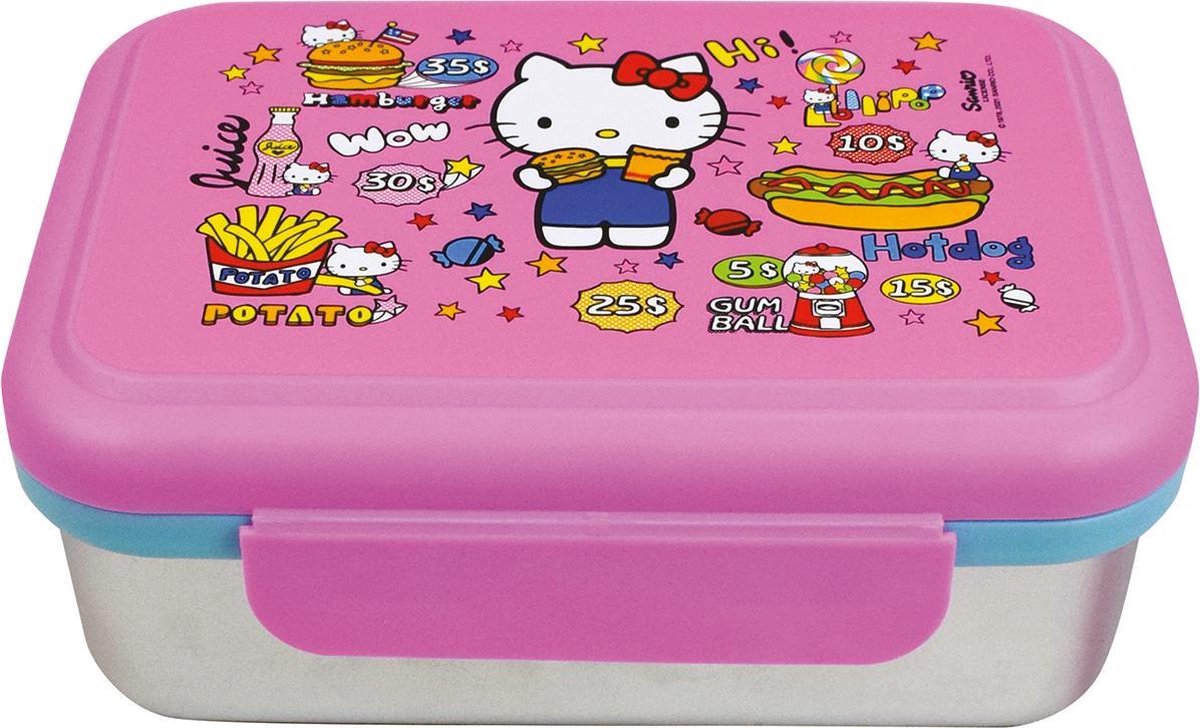 Hello Kitty Lunchbox - 17 x 13,5 x 6,5 cm - Roestvrij Staal