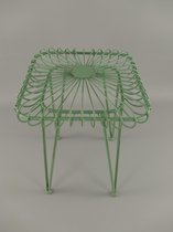 Metalen Krukje - Antiek groen stoeltje - Voor binnen & buiten - 44 cm hoog