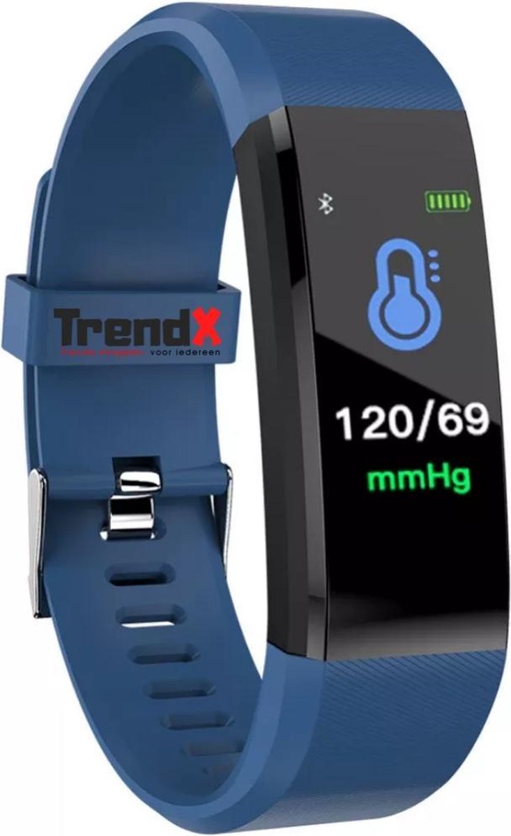 Smart Sport Horloge 115 Plus - Watch - Hardloop Armband - Stappenteller - Hartslagmeter - Bloeddrukmeter - Activity Tracker - Bluetooth - Waterdicht - Gezond - Fitness - Blauw