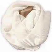 Geribbelde Dunne Dames Loop Sjaal - Col Sjaal - Lus Sjaal - Ronde Sjaal - Wit - 100 X 38cm (9370)