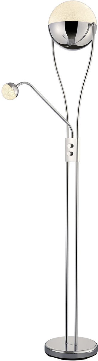 LED Vloerlamp - Trion Chiso - 25W - Warm Wit 3000K - 2-lichts - Dimbaar - Rond - Glans Chroom - Aluminium