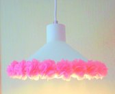 Funnylight  lamp stoer  wit met roze organza bloemenrand  Design hanglamp voor de woonkamer hal keuken of slaap kamer