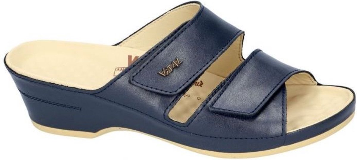 Vital -Dames blauw donker slippers & muiltjes