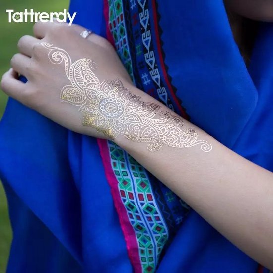handelaar Ouderling begroting Gouden Henna Tattoo - Tattoo Sleeve - 1 Stuk - Plaktattoo - Tijdelijke  Tattoo - 21 x... | bol.com