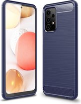 Samsung Galaxy A52 4G 5G Carbone Brushed Tpu Blauw Cover Case Hoesje CBL