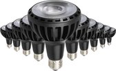 E27 LED lamp PAR30 30W 220V RA80 ZWART (10 stuks) - Warm wit licht