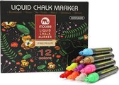 Mobee - Krijtstiften-Chalk Marker-Kalkstiften-Raamstiften-PREMIUM-12 Kleuren - Medium punt-2 mm-Waterbasis-Felle Kleuren