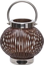 India Lantaarn voor Kaarsen - Binnen en Buiten - Windlicht - Tafellamp - Bruin - 20cm - Metaal