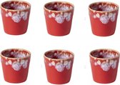 Costa Nova - servies - lungo kop - Grespresso Sunset Red - aardewerk - set van 6 - H 7,5 cm