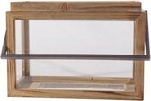 Lantaarn voor Kaarsen - Binnen en Buiten - Windlicht - Tafellamp - Hout - 23cm