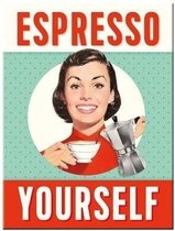 Espresso Yourself. Koelkastmagneet 8 cm x 6 cm.