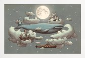 JUNIQE - Poster in houten lijst Ocean meets sky -20x30 /Blauw & Grijs