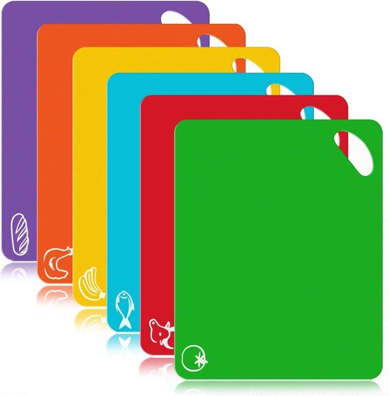 Set de planches à découper à code couleur, plastique antibactérien sans  BPA, étagères... | bol.com