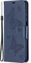 Samsung Galaxy A12 Hoesje - Mobigear - Butterfly Serie - Kunstlederen Bookcase - Blauw - Hoesje Geschikt Voor Samsung Galaxy A12