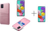 Samsung Galaxy A51 Telefoonhoesje | PU Leren Back Cover | Pasjeshouder | Lichtroze + 1x screen protector