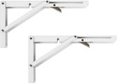 AMIG Inklapbaar Plankdrager Metaal – 2 stuks – 300x155mm – 35kg – Wit