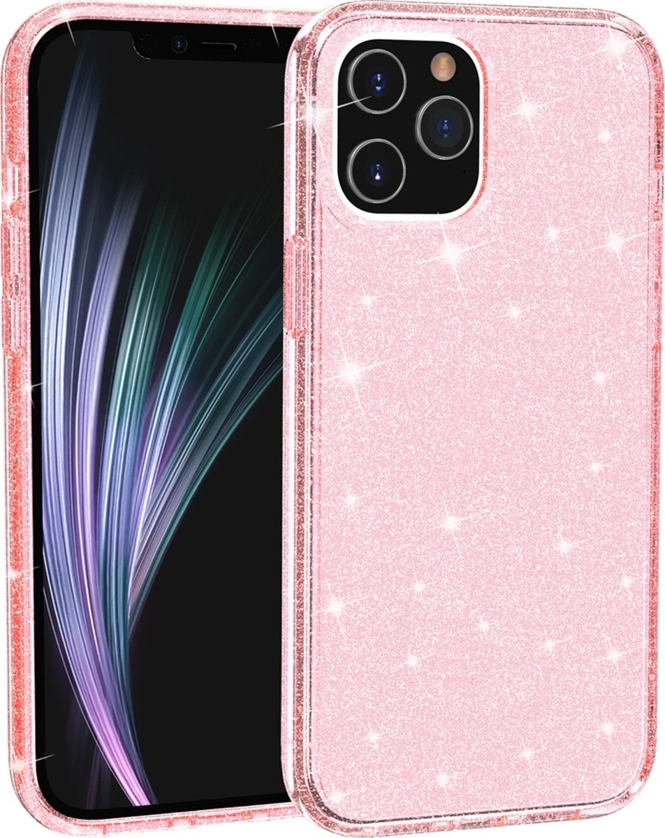 Mobigear Hoesje geschikt voor Apple iPhone 12 Pro Max Telefoonhoesje Hardcase | Mobigear Glitter Backcover | iPhone 12 Pro Max Case | Back Cover - Roze