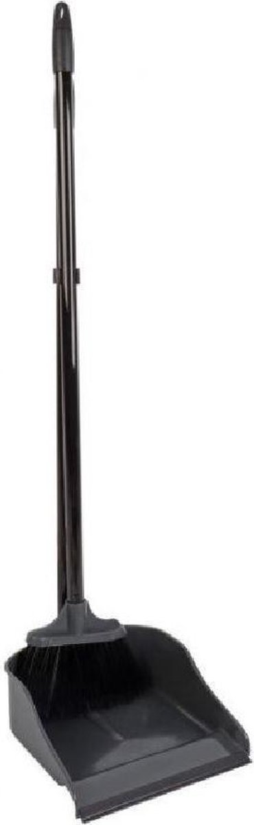 Goedkoopste Luxe stoffer en blik zwart met steel 83 x 24 x 18 cm - stofblikset - schoonmaakartikelen