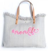 Momlife strandtas-beige- neon