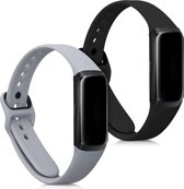 kwmobile 2x armband voor Samsung Galaxy Fit (SM-R370) - Bandjes voor fitnesstracker in grijs / zwart